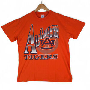 Vintage 90s Auburn Tigers T-Shirt Large Single Stitch Made In USA Delta Red Oak